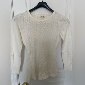 Elegant White Cable Knit Sweater